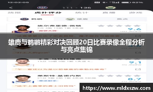 雄鹿与鹈鹕精彩对决回顾20日比赛录像全程分析与亮点集锦